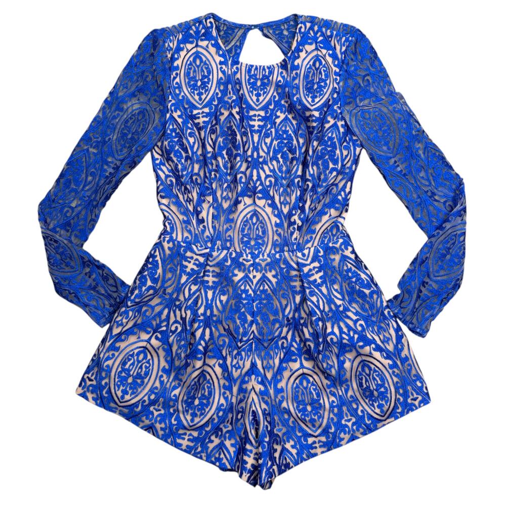 The Jetset Diaries Sunset Romper in Majorelle Blue Small Party Night Out Concert